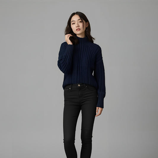 OCEANICA | Navy Blue Modern Comfy Knitwear Sweater