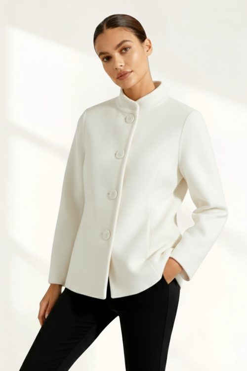 Abrigo corto mujer cuello mao tejido